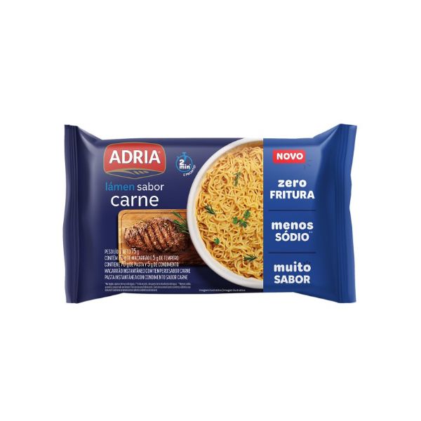 MACARRAO INSTANTÂNEO ADRIA LAMEN CARNE 75 G 