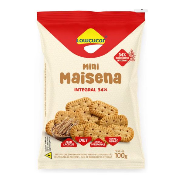 BISCOITO MINI MAISENA INTEGRAL LOWÇUCAR 100 G