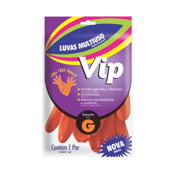 LUVAS VIP MULTIUSO TAMANHO G PACOTE COM 1 PAR
