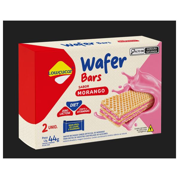 WAFER MINI LOWÇUCAR ZERO AÇUCAR MORANGO 44 G