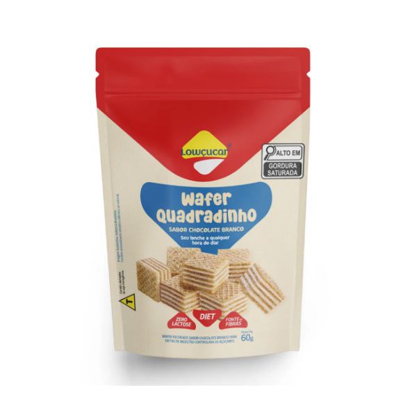 WAFER QUADRADINHO CHOCOLATE BRANCO LOWÇUCAR 60 G 