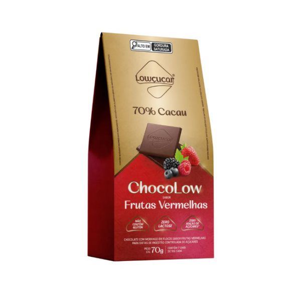 CHOCOLATE 70% FRUTAS VERMELHAS LOWÇUCAR 70 G 