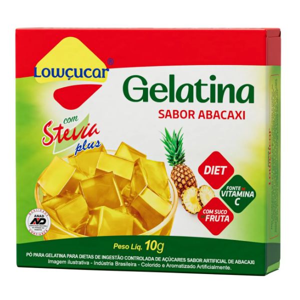 GELATINA LOWÇUCAR PLUS C/ STEVIA ABACAXI 10 G 
