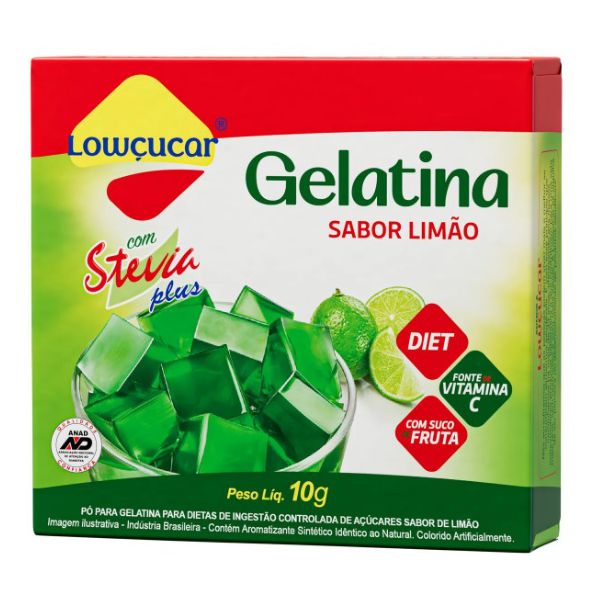 GELATINA LOWÇUCAR PLUS C/ STEVIA LIMAO 10 G 