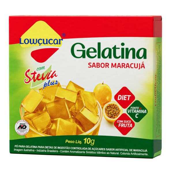 GELATINA LOWÇUCAR PLUS C/ STEVIA MARACUJA 10 G 