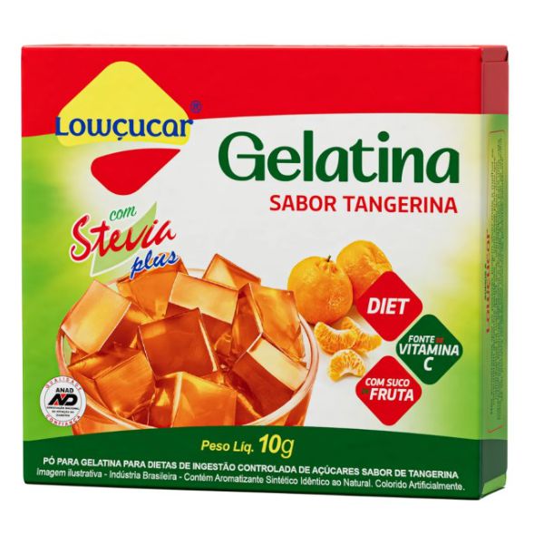 GELATINA LOWÇUCAR PLUS C/ STEVIA TANGERINA 10 G 