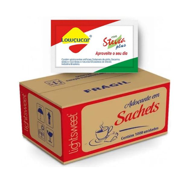 ADOÇANTE LOWCUCAR PLUS C/ STEVIA 1000 X 6 G - SACHET