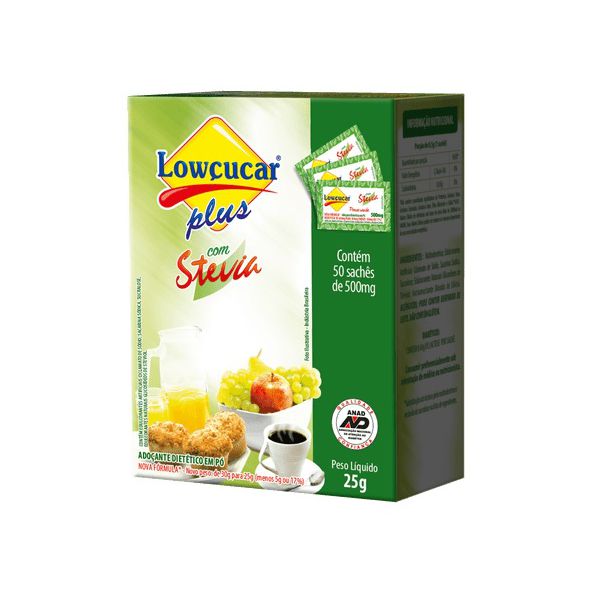 ADOÇANTE LOWÇUCAR PLUS SACHÊ C/ STEVIA 50X0.5 G (0087)