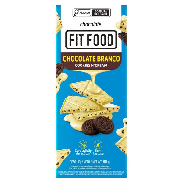 CHOCOLATE BRANCO ZERO AÇÚCAR COM COOKIES & CREAM ( DP 10X80G )