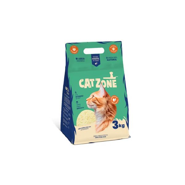 AREIA HIGIENICA PARA GATO NATURAL PCT 3 KG - CAT ZONE (6228)