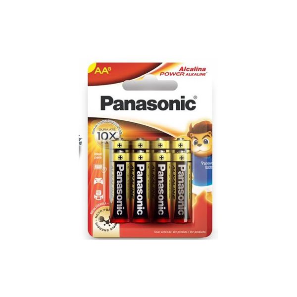 PILHA PANASONIC ALCALINA PEQUENA AA C/ 8 (8968)
