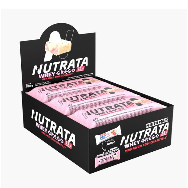BARRA PROTEICA NUTRATA GREGO MORANGO C/ CHANTILLY 480G (DP 12X40G)