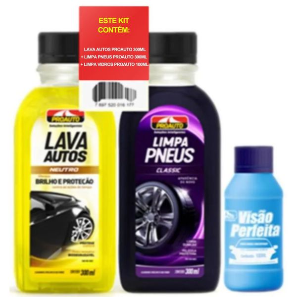 KIT GLASS LV (L. AUTO 300ML+L. PNEU 300ML + L. VIDROS 100ML GTS )