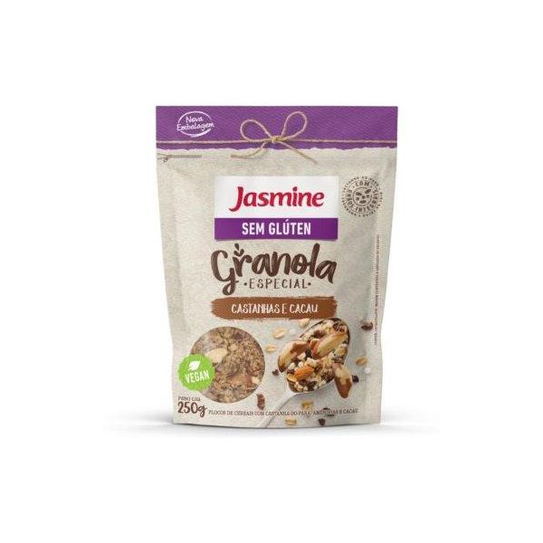 GRANOLA CASTANHAS E CACAU SEM GLUTEN JASMINE 250 G 