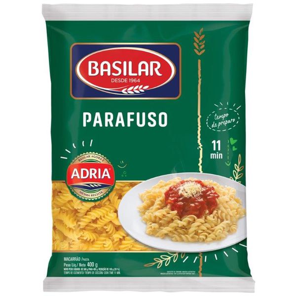 MACARRAO BASILAR SEMOLADO PARAFUSO 400 G