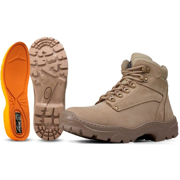 Bota Cano Curto Adventure, Couro Areia (Borzeguim)