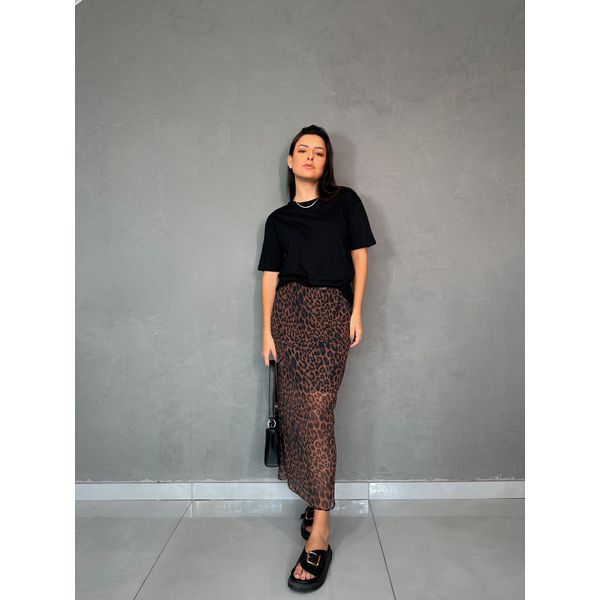 Saia Midi Tule de Onça