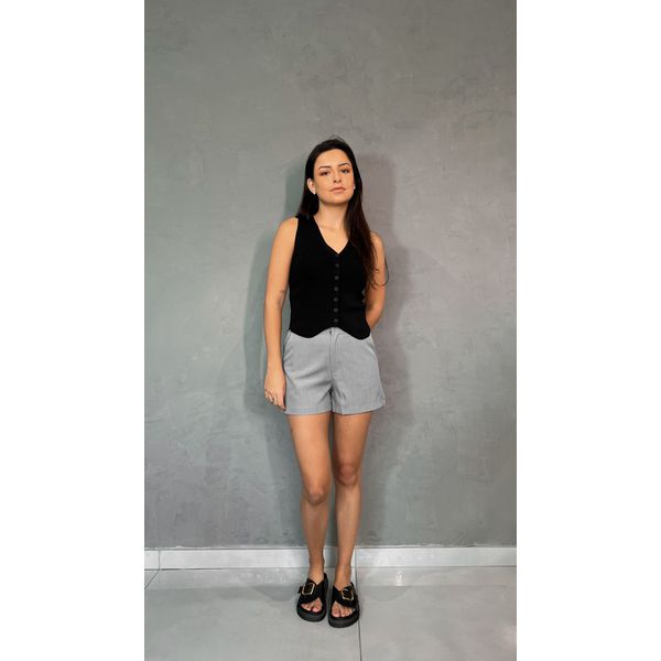 Short Alfaiataria Ana Cinza