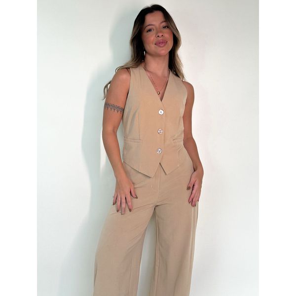 Conjunto Colete Estela Bege