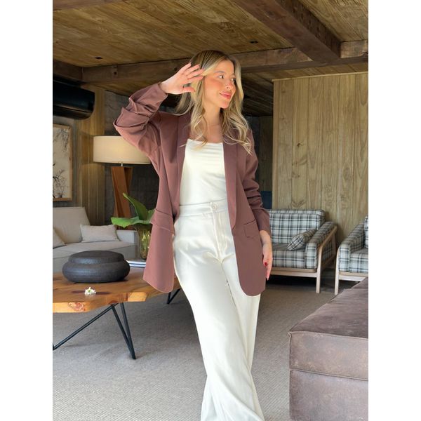 Blazer Lilian Manga 3/4 Marrom