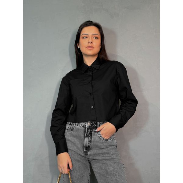 Camisa Cropped Marina Preta