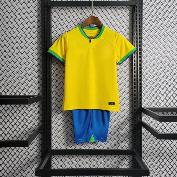 Conjunto Infantil Brasil Home 22/23 - Amarelo - KI... - FORTAL IMPORTADORA