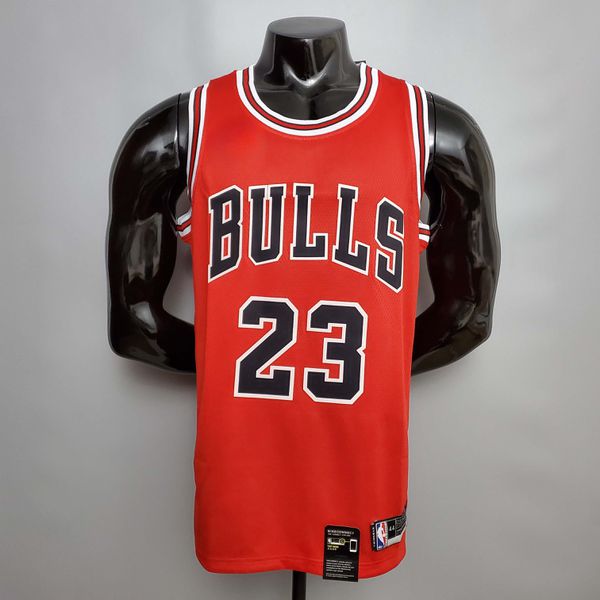 Jordan #23 Chicago Bulls NBA Jersey - Silk Jogador Vermelho (símbolo NK branco)