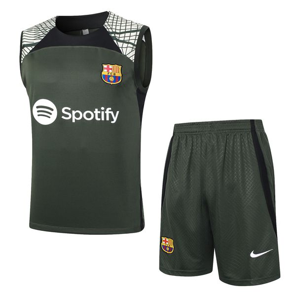 Conjunto Treino Regata + Short Barcelona 23/24 - Verde Militar