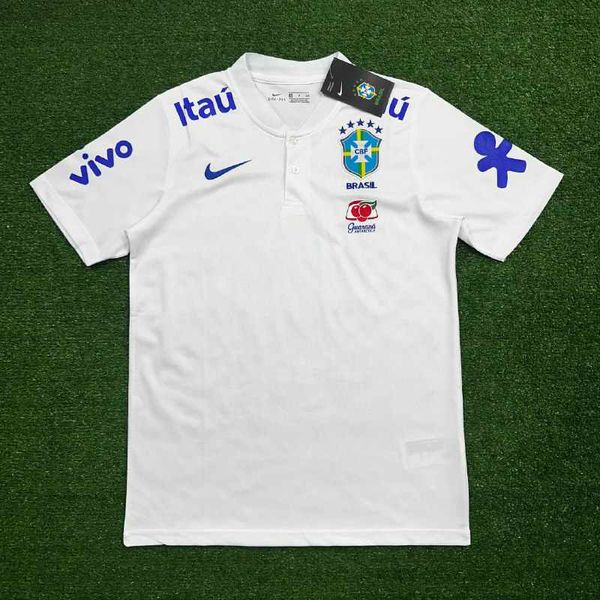 22/23 Brasil Gola baixa POLO - Branco - 103010 - ATACADO ESPORTIVO