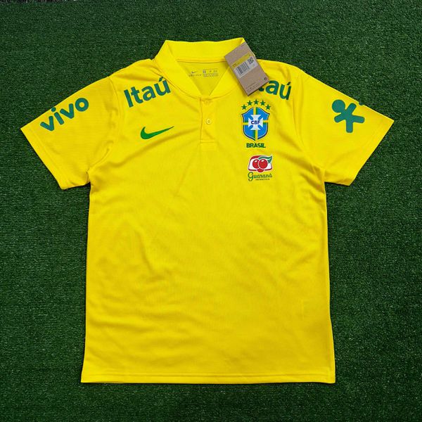 22/23 Brasil Gola Baixa Polo - Amarela - torcedor ... - ATACADO ESPORTIVO