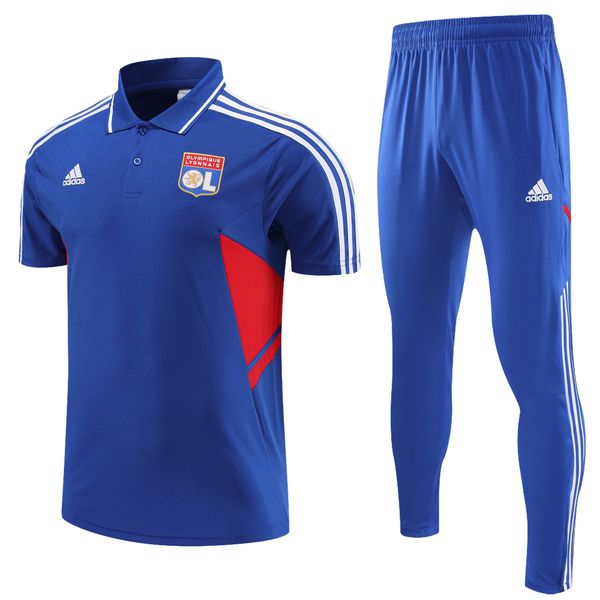 Conjunto Treino Polo Olympique Lyonnais 22/23 Camisa + Calça - Masculino Azul