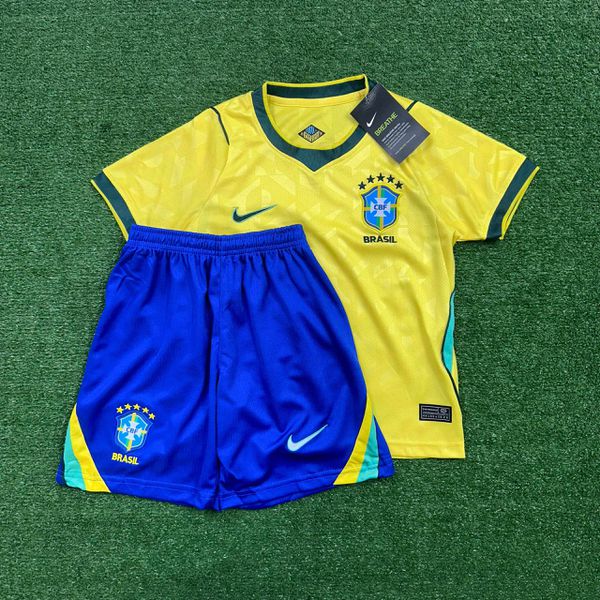 Conjunto Infantil Brasil Home I 26/27 – Amarelo e ... - ATACADO ESPORTIVO