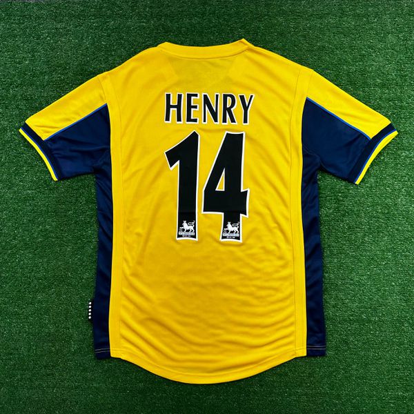 Camisa Retrô Arsenal 1999 Away – Henry #14 – Amarela – SEGA – Masculina