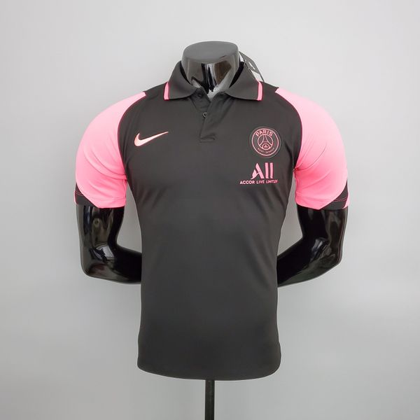 Polo Paris Saint Germain 21/22 Preta/Pink - torcedor