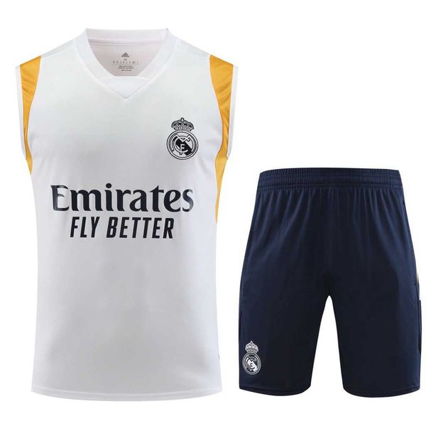 Conjunto Treino Real Madrid 23/24 Regata + Short - Branco/Preto