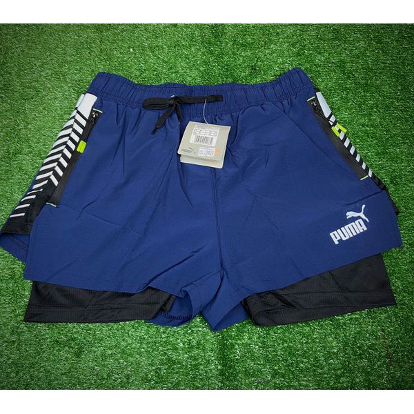 Shorts De Treino Unissex Puma Duplo Fitness - Azul Marinho