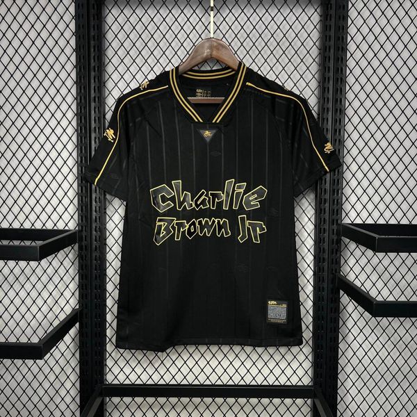 Camisa Santos Charlie Brown Jr 24/25 - Torcedor Masculina - Preta/Dourada