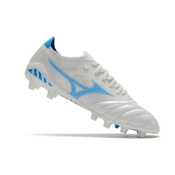 Chuteira Campo Morelia Mizuno Neo III Elite (FG) - Branca/Azul
