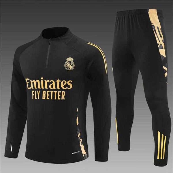 Agasalho De Treino Meio Zíper Real Madrid 24/25 - Dourado/Preto