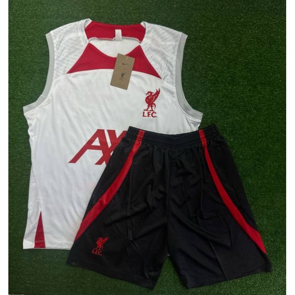Conjunto Treino Regata + Short Liverpool 22/23 Branco/Vermelho/Cinza