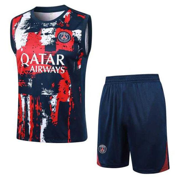 Conjunto Treino Regata E Short PSG 2024/25 Vermelho/Azul Marinho