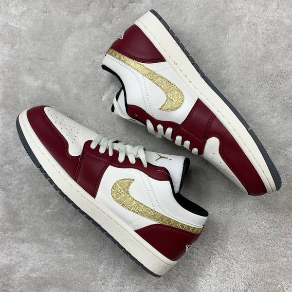 Tenis NK Air Jordan 1 Low - Year Of The Dragon - Branco/Vermelho/Dourado