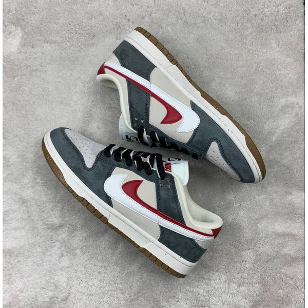 Tênis NK Dunk Low (Dois símbolos) - Cinza/Branco