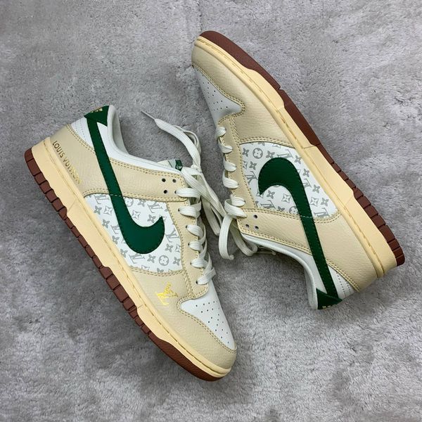 Tênis NK Dunk Low LV - Branco/Dourado/Verde