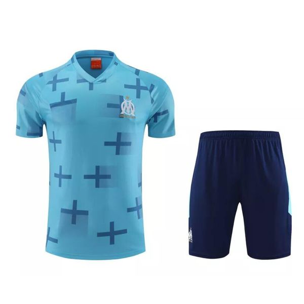 Conjunto De Treino Camisa + Short Olympique De Marseille 23/24 - Masculino Azul (símbolo branco)