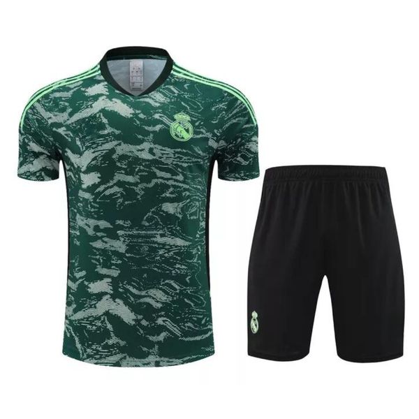 Conjunto de treino Camisa + Short Real Madrid 23/24 - Masculino (verde rajada)