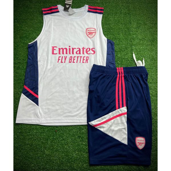 Conjunto Treino Regata + Short Arsenal 2023/24 - Branco/Azul/Rosa