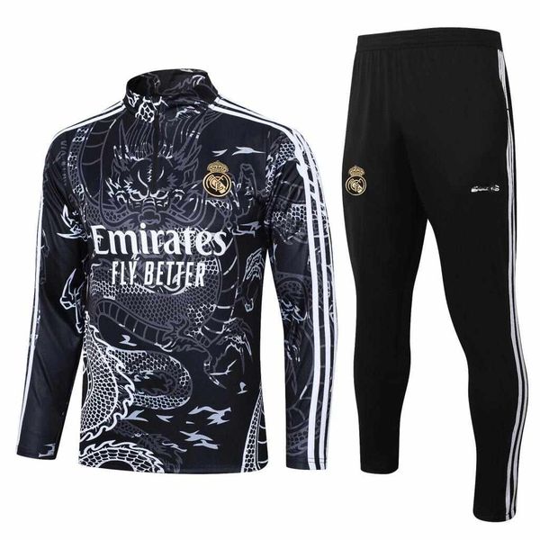 Conjunto Agasalho Treino Real Madrid Meio Zíper 2023/2024 Dragão