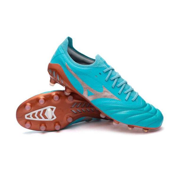 Chuteira Campo Mizuno Morelia Neo (FG) - Azul/Bron... - FORTAL IMPORTADORA