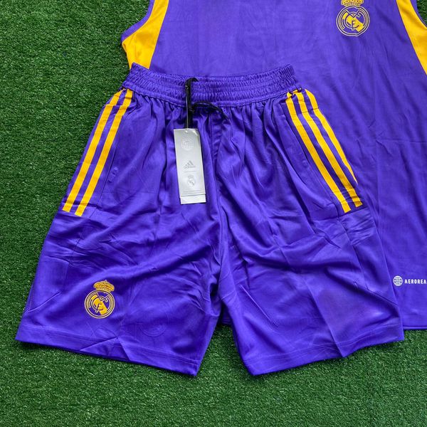 Conjunto Treino Regata + Short Real Madrid 23/24 Roxo/amarelo